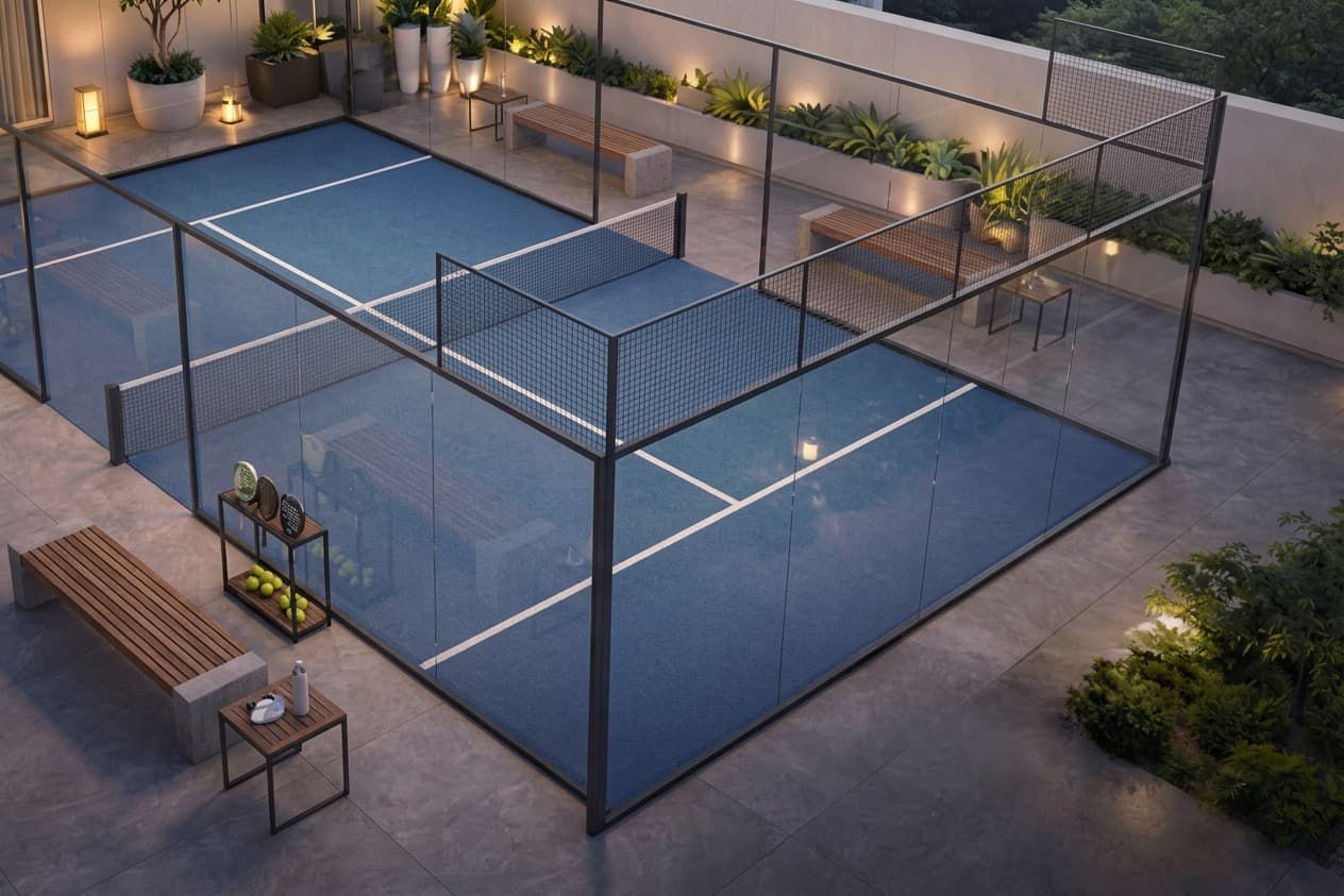 Quadra de padel no rooftop
